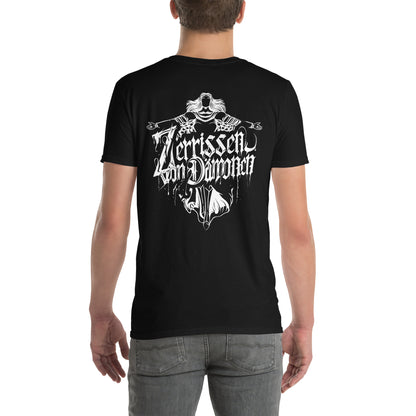 Unisex T-Shirt mit Brust- und Rückenaufdruck (Zerrissen-Kollektion)