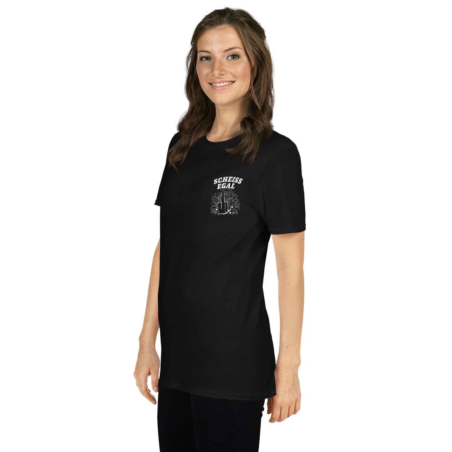Unisex T-Shirt mit Brust- und Rückenaufdruck (Scheissegal-Kollektion)