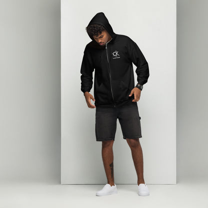 Unisex Zipp-Hoodie mit Brust- und Rückenaufdruck (Zerrissen-Kollektion)