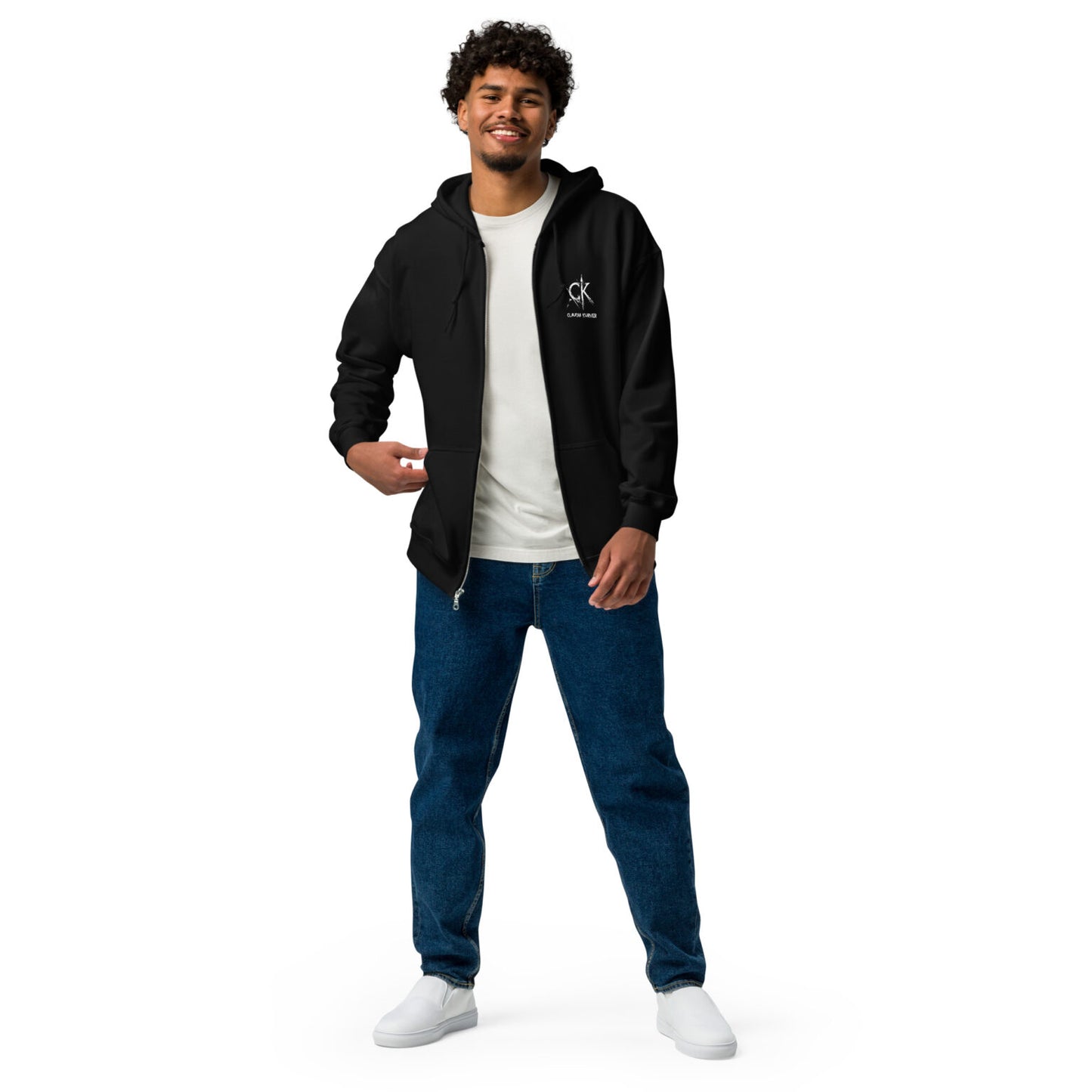 Unisex Zipp-Hoodie mit Brust- und Rückenaufdruck (Scheiss Egal-Kollektion)
