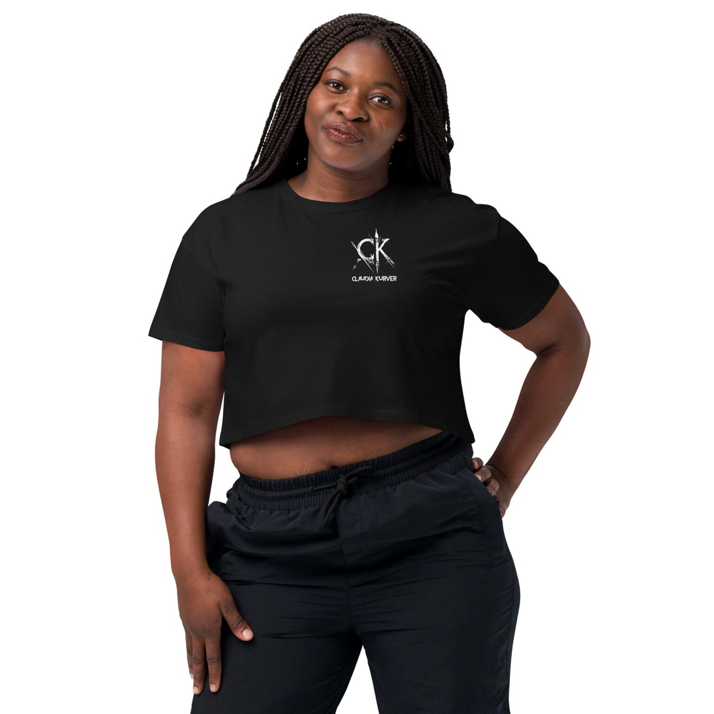 Damen Crop-Shirt mit Brust- und Rückenaufdruck (For the Ladies-Kollektion)